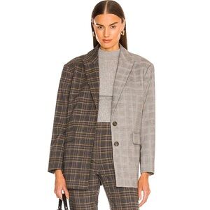 Something Navy Oversized Contrast Plaid Blazer